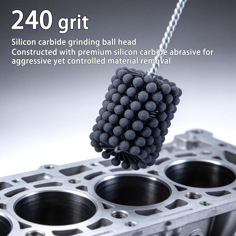 Flexible Cylinder Hone Brush Engine Honing Deburring Deglazing Tool | 240 Grit Silicon Carbide Ball Abrasive for Brake, Hydraulic Pneumatic Cylinder, Mild Steel & Stainless Steel Rebuilding 3.75” 3.75”