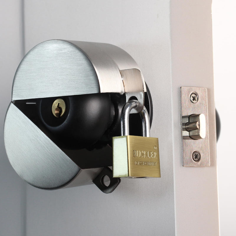 Door Knob Lock Cover & Door Knob Cover Lock – Dementia Safety Locks for Knob Lock & Door Padlock, Door Knob Lockout Device for Dementia Locks for Doors,Bright Silver Padlock Anti-Kickout Black