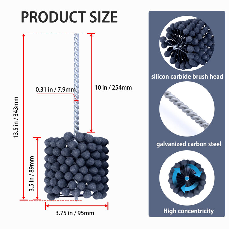 Flexible Cylinder Hone Brush Engine Honing Deburring Deglazing Tool | 240 Grit Silicon Carbide Ball Abrasive for Brake, Hydraulic Pneumatic Cylinder, Mild Steel & Stainless Steel Rebuilding 3.75” 3.75”