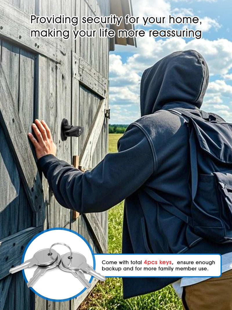 Shed Door T-Handle Lock Latch Kit 5-1/2" Stem 4 Keys, 6in Spring Loaded Gate Pin Bolt Latch, Shed Barn Coop Storage Door T-Lock Set - 1 Lock+2 Latch Lock 5-1/2" + Latch 6in