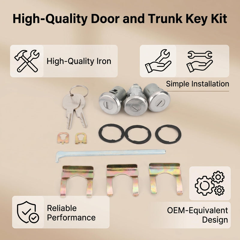 Aramox Cutlass Lock Set Door Trunk Key Car Door Lock Cylinder Keys Set Compatible with : 654394765282