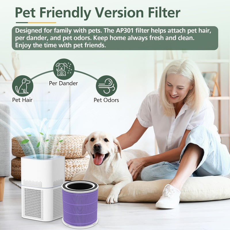 AP301 AP302 HEPA Filter Replacement, for Dayette AP301 AP302 Air Purifier Purple *2pcs