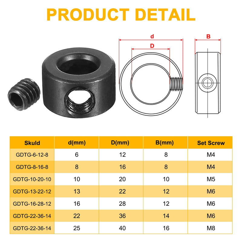PATIKIL Bore 1/4" Shaft Collar 1/2" OD 5/16" Thickness, 2 Pack Carbon Steel Landing Gear Stopper Wheel Collar with Set Screw & Wrench for Machine Tool Industry, Silver 1/4"x1/2"x5/16" Black