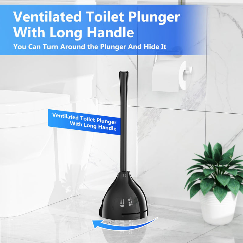 Toilet Plunger with Holder, Plunger with Unique Holder, Plungers for Bathroom with Holder, Toilet Plunger Heavy Duty (1, Black) 1 - NewNest Australia