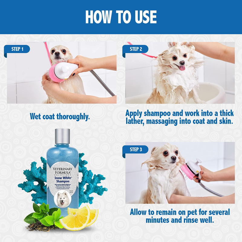 Veterinary Formula Solutions Snow White Shampoo for Dogs and Cats, 17 oz – Safely Remove Stains Without Bleach or Peroxide – Gently Cleanses, Deodorizes and Brightens White Coat – Fresh Scent - PawsPlanet Australia