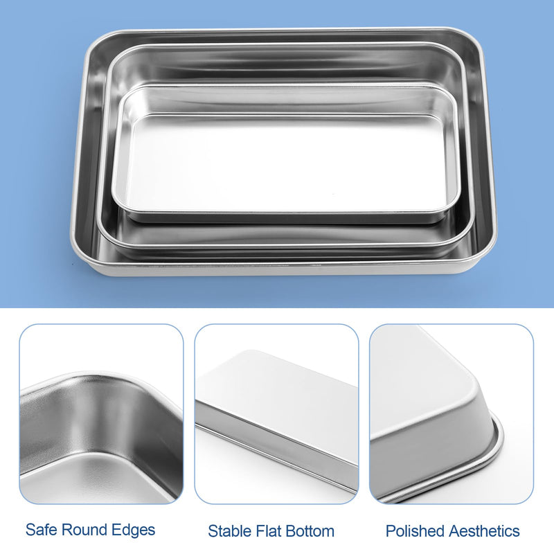 JMU 2 Pack 304 Stainless Steel Medical Tray, 10.2"x7.9"x1.2" Thickening Dental Tray, Professional Medical Procedure Tray 1 10.24" x 7.87" x 1.18"