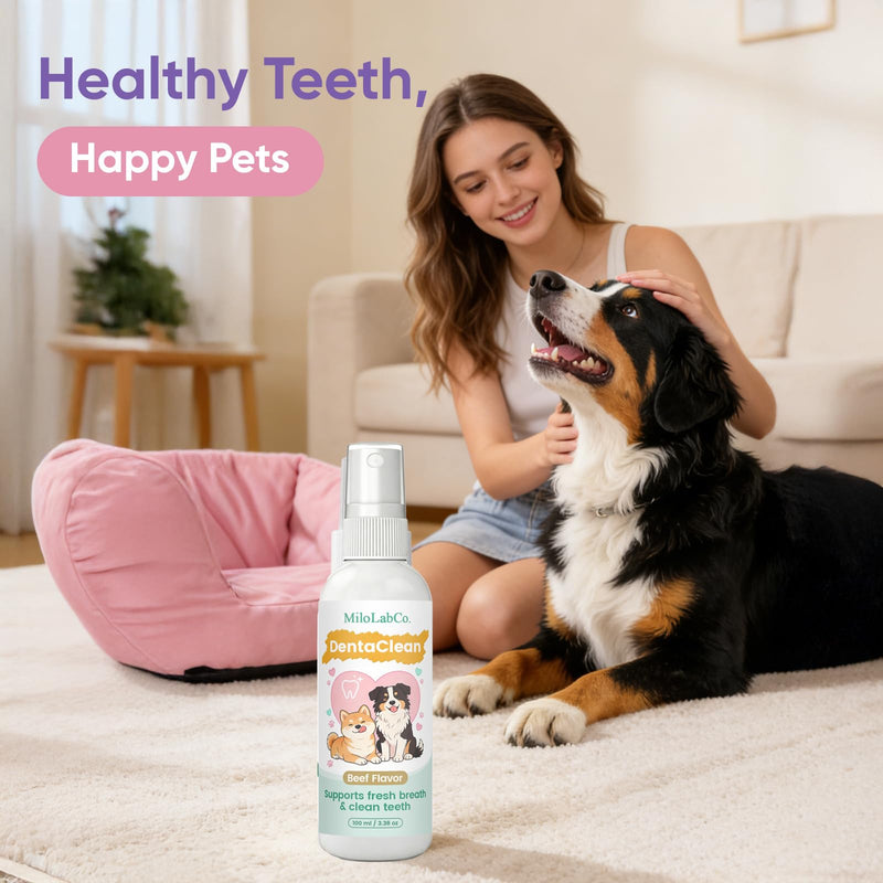 Milolabco Advanced Dental Spray, Dentaclean for Dogs & Cats, Probiotic Oral Care Spray for Fresh Breath, Helps Support Clean Teeth & Healthy Gums - No Brushing (1 Pack)