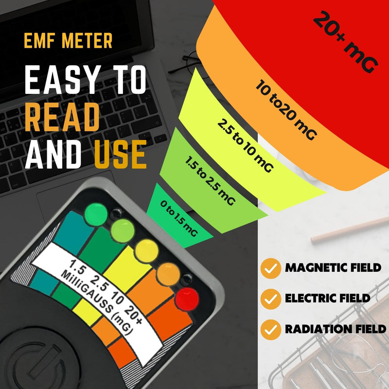 EMF Meter Ghost Hunting Equipment Kit, EMF Magnetic Field Detector, Portable Electromagnetic Field, Ghost Hunting Paranormal Equipment Tester EMF Reader with LED Display, Black