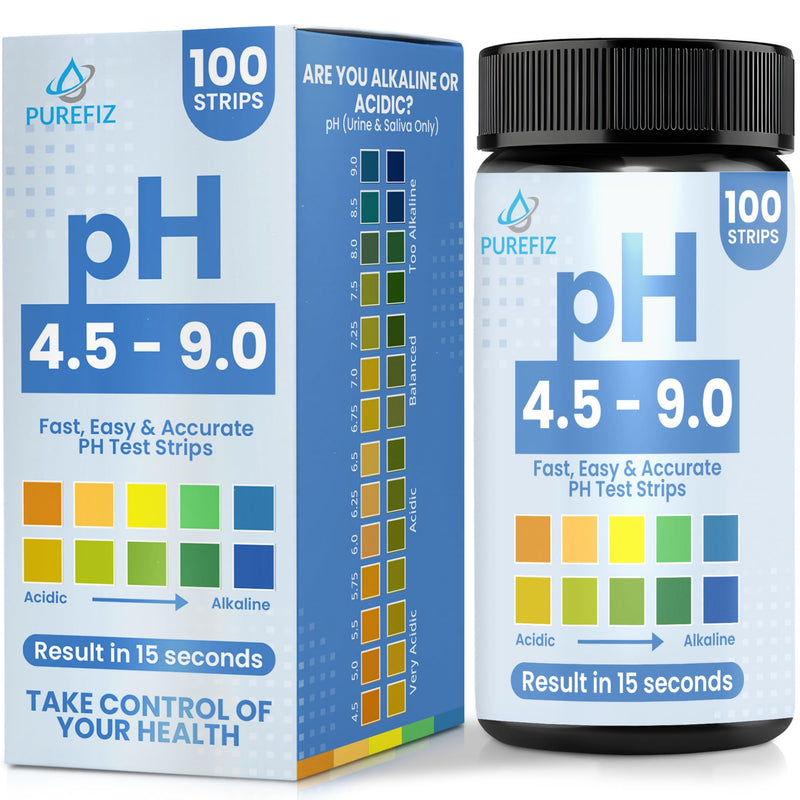 pH Test Strips for Urine & Saliva – 100 Easy-to-Use Strips for Fast, Accurate pH Testing at Home, Get Clear Acid-Alkaline Balance Results in Seconds, Perfect for Tracking Your Body's pH, 4.5-9.0 Range 100 Count (Pack of 1)