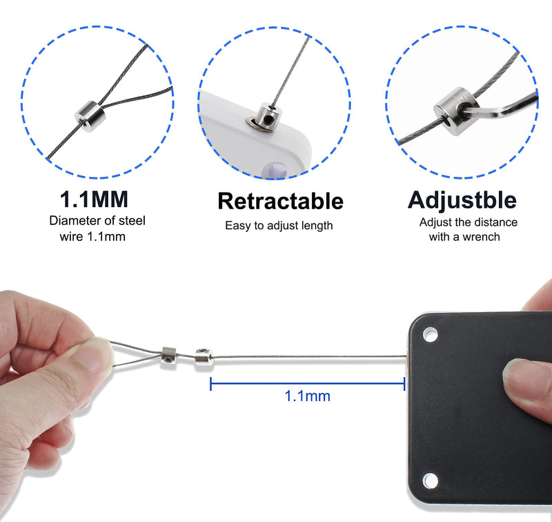 Set of 2 Punch-Free Automatic Sensor Door Closer, Multifunctional Drawstring Auto Door Closer for Residential Commercial Bedroom Room Storm (Black & White) 800g - Black & White