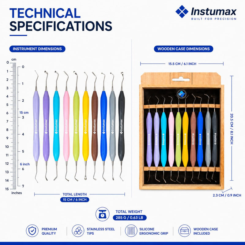 Dental Composite Placement Filling Instruments Tooth Restorations Silicon Handle Restoration Plugger/Spatula Burnisher Filling Condensers, Resin Tools Set