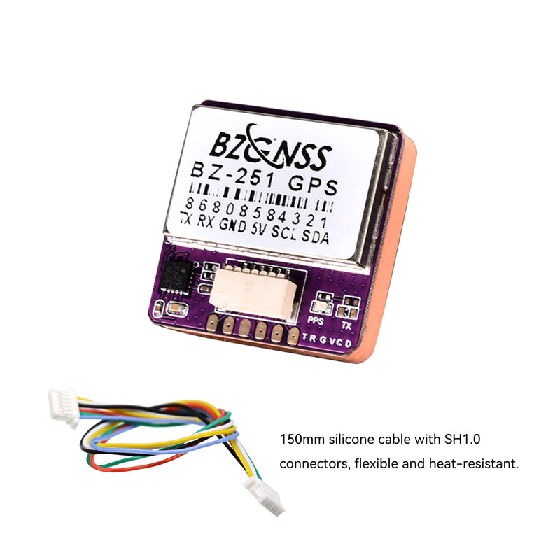 BZGNSS BZ-251 FPV GPS Module - Dual Protocol M10 Drone GPS for RC FPV Drone Racing Fixed-Wing Long-Range Flight Compatible with F405 F722 Flight Controller by Speedybee