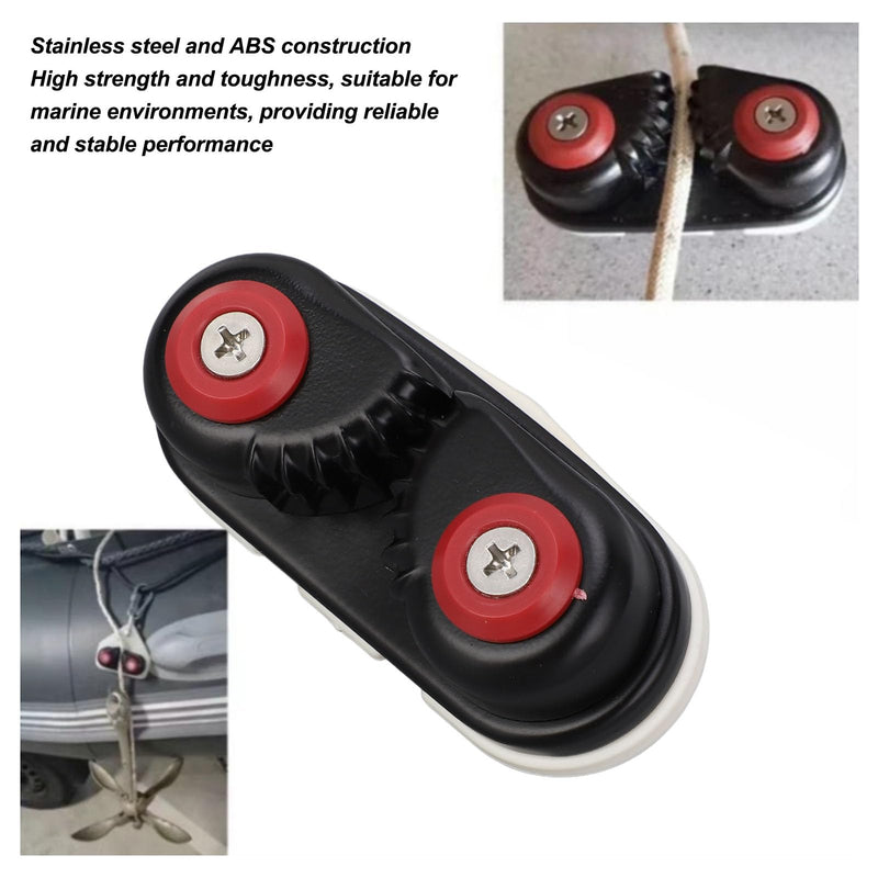 Aramox Compact and Lightweight Boat Cam Cleat, Stainless Steel ABS, Kayak Sailboat Canoe Dinghy, Fast Entry Cleat for Line Sizes Upto 5and8 Inch with Progressive Teeth