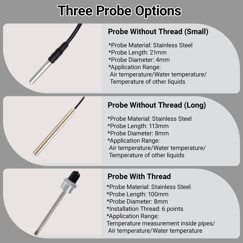 Accurate Industrial Digital Thermometers with Long Probe for Accurate Temperature Measurement in Hard to Reach Areas Probe Without Thread (Long)