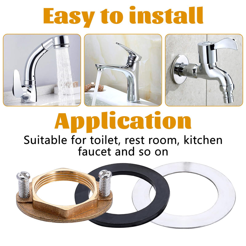 1 Set Brass Faucet Lock Nut Brass Female Locknut Faucet Washers for Secure Faucet Nut Hex Faucet Locknut Plumbing Installation Kit of Bathroom Lock Nuts Thread M32*1.25 (Inner Diameter:32mm/1.23in)