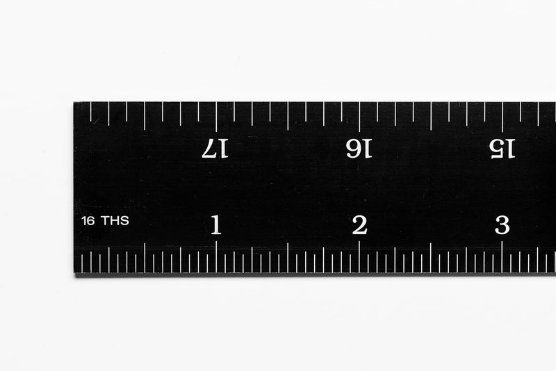 PEC Tools 18 Inch Rigid Ruler, 4R (8ths, 16ths, 32nds, 64ths) | 402-018EZ, Made in US, Stainless Steel, Black Chrome