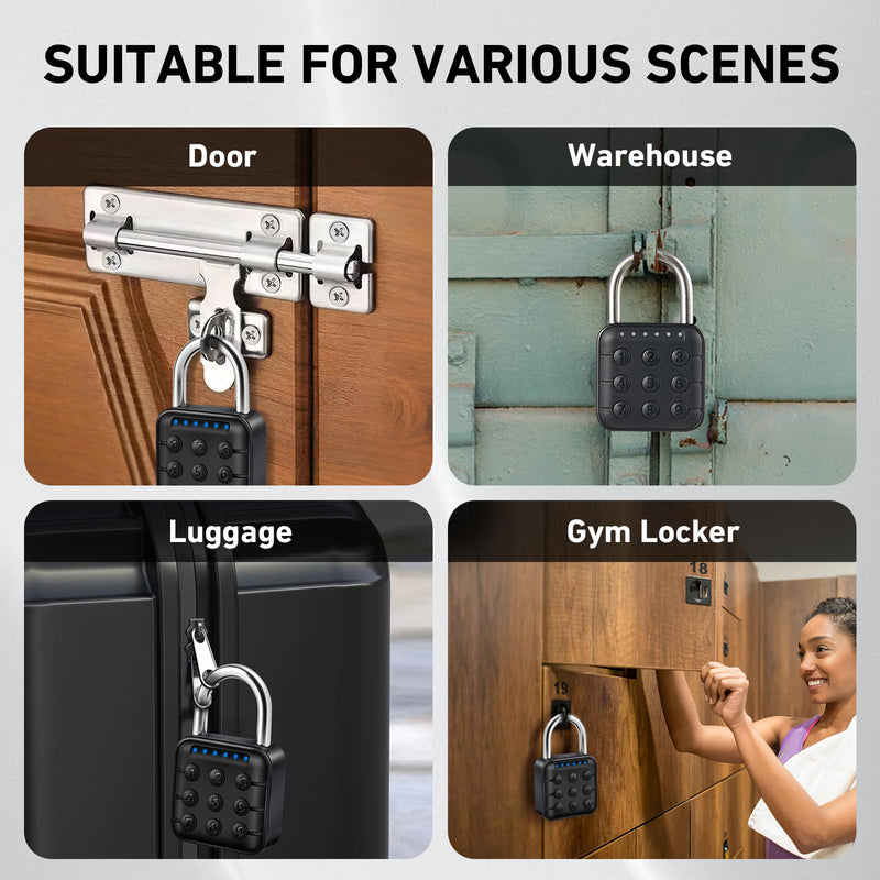 Smart Combination Lock for Locker, Digital Padlock for Gym Locker Lock with APP, 6 Digit Combination Lock, Waterproof Outdoor Gate Lock Padlock for School, Gym, Fence, Travel