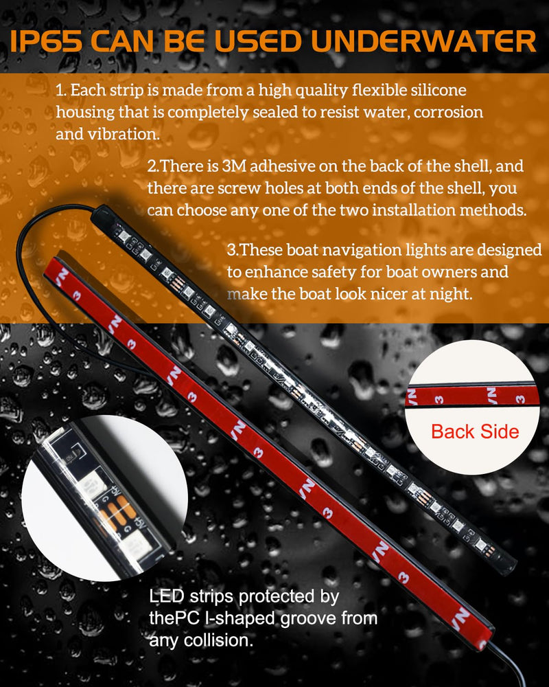 Navigation Lights for Boats LED, Boat Navigation Lights, Boat Lights for Night Fishing, Boat Red and Green Bow Lights, Deck Lights for Marine, Bass Boat, Yacht, Kayak, Pontoon Boat