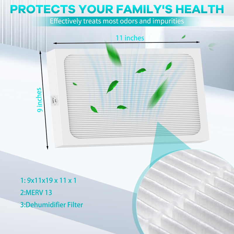 9 × 11 × 1 MERV 13 Replacement Dehumidifier Filter Compatible with Santa Fe Compact70, Ultra70, Element, Compact2, UA 65H dehumidifier Models (4Pack)