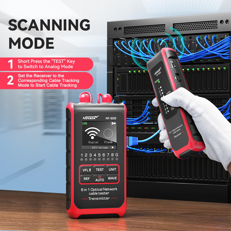 6 in 1 Optical Network Cable Tester, OPM with 10 Wavelengths | VFL, Port Flash, Cable Continuity, Remote Testing, Multifunctional Rechargeable Network Tool