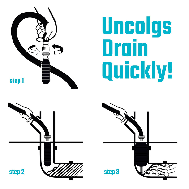 DURATECH Drain Bladder, Medium Drain Cleaning Bladder, Fits 1-1/2" to 3" Drain Pipes, Unclogs Stubborn Blockages in Kitchen Sinks, bathtubs, Showers, and Main drains