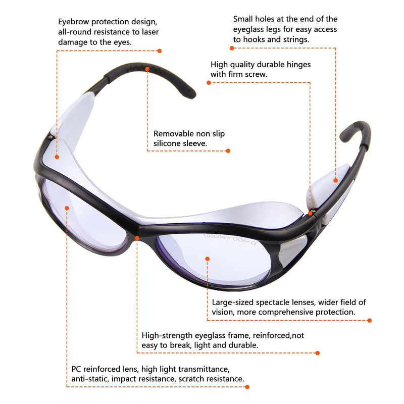 10600nm CO2 Laser Safety Protective Goggles 10600nm Laser Glasses Eye Protection Reflective láser Goggle CO2 Laser Cutting Machine,9000-11000nm Glasses for láser Protection with DIN CERTCO Certified
