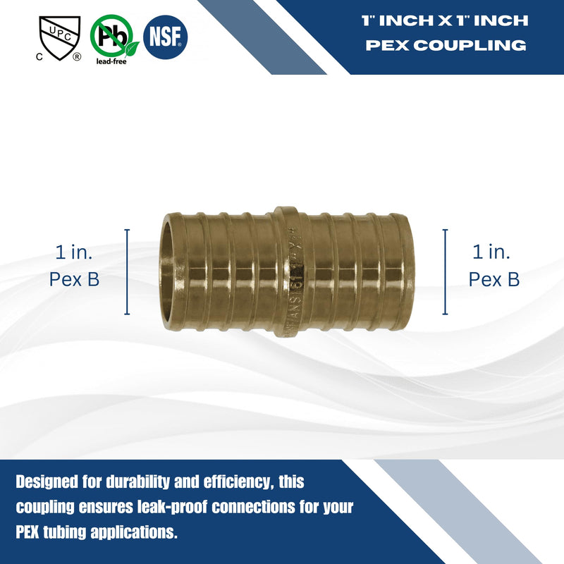 XFITTING Pex 1 Inch x 1 Inch Pex Coupling, 23-1-4=25XX, 25 Pieces Pex 1" Coupling