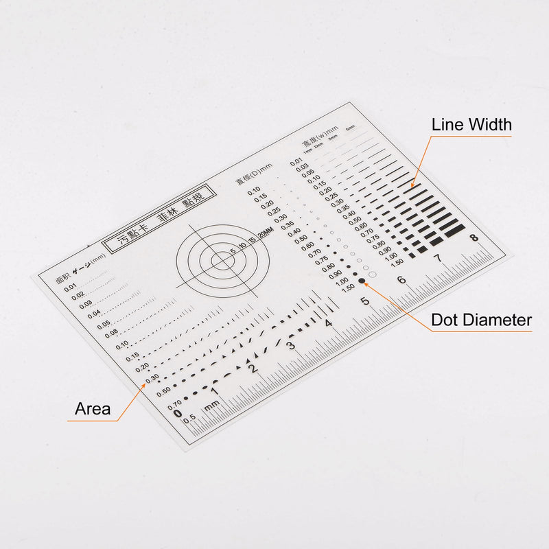 HARFINGTON High Precision SEC Size Estimation Chart 8cm 0.2mm Transparency Flaw Detection Film Ruler for Diameter Area and Line Width Defects Measuring