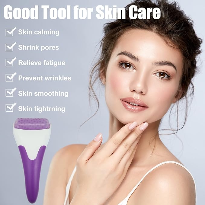 VOCOSTE 2pcs Ice Roller for Face Ice Face Roller Massager Facial Roller Skin Care Tool for Face Eye Swelling Reduction Pink Purple - NewNest Australia
