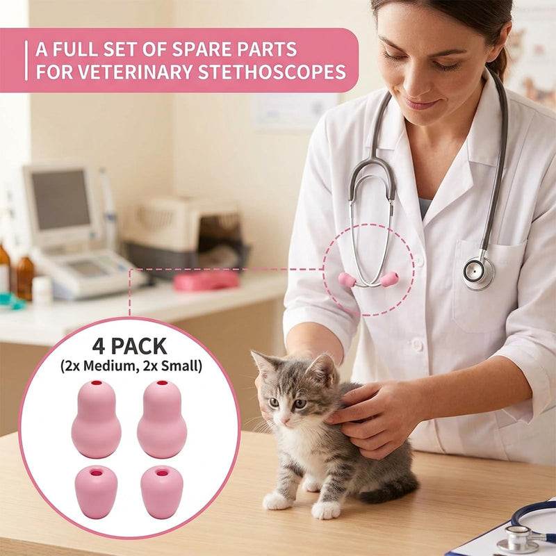 4 Pcs Stethoscope Ear Tips Replacement for Stethoscopes,Compatible with Littmann Eartips,Ear Piece,Replacement Parts for Classic III,Cardiology 3/4&IV,Small/Medium,Silicone Earplug (pink) pink