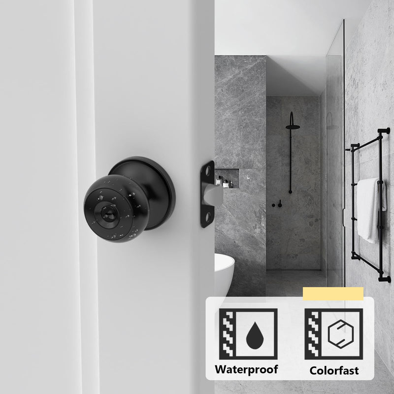 Amerdeco 3 Pack Matte Black Keyed Entry Door Knob with Lock, Interior and Exterior Door Lock, Round Ball Knob Keyed Entry Lock