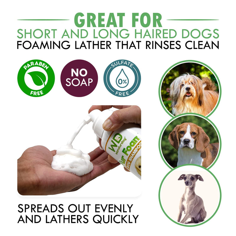 Fur Foam Dog Shampoo with Oatmeal, Coconut and Aloe. Hypoallergenic, Softens Coat, Moisturizes Dry Skin, Restores Shiny, Lathers from Bottle. (16.9oz) 16.9 oz - PawsPlanet Australia