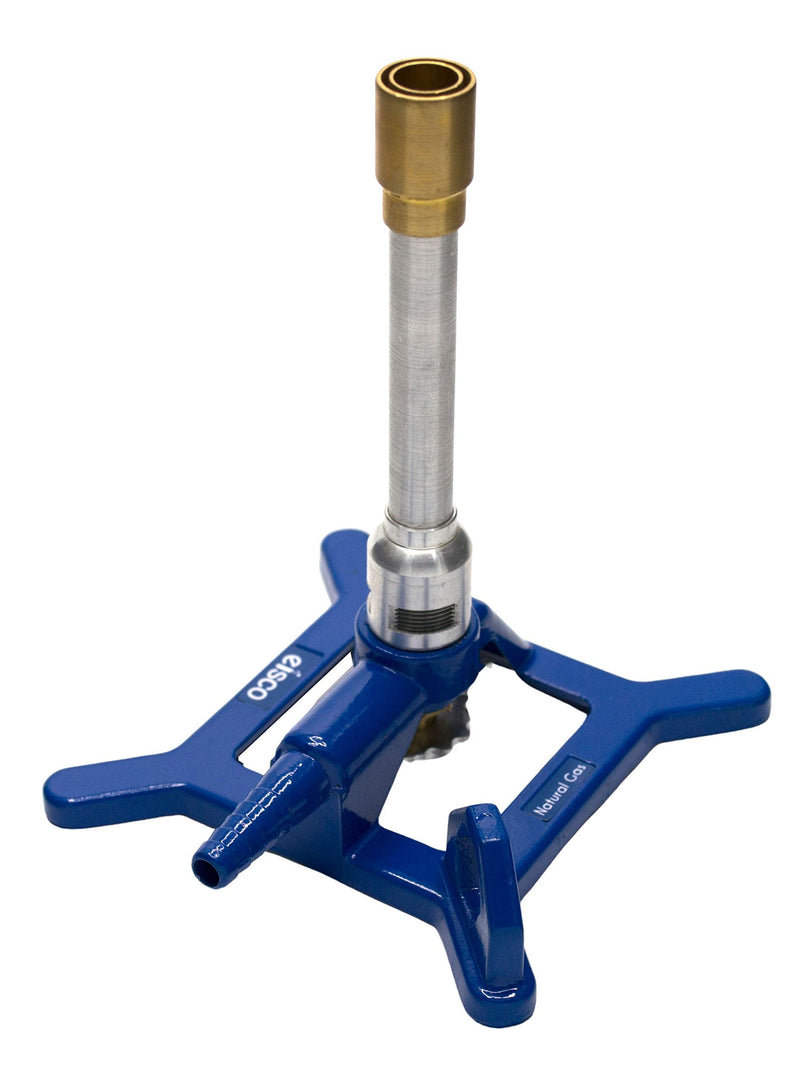 EISCO Tirrill Bunsen Burner, Natural Gas - Gas Flow Control, Flame Stabilizer, Air Flow Adjustable - Cast Iron StabiliBase, Anti-Tip Design with Handle - Suitable for use with Natural Gas