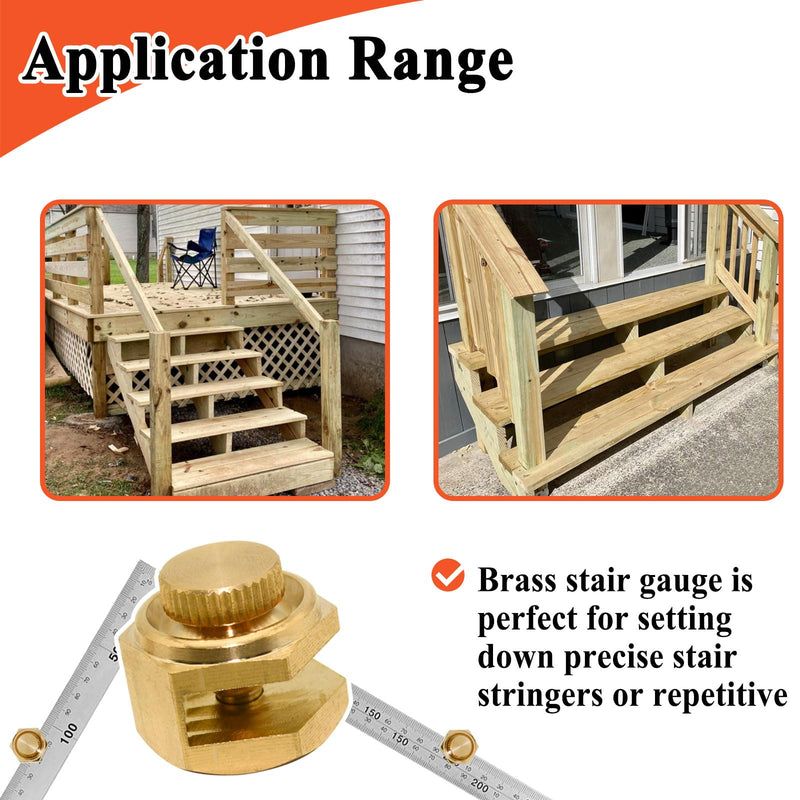 3Pcs 405 Stair and Square Gauge Set, Measurement Reference Tool, Brass