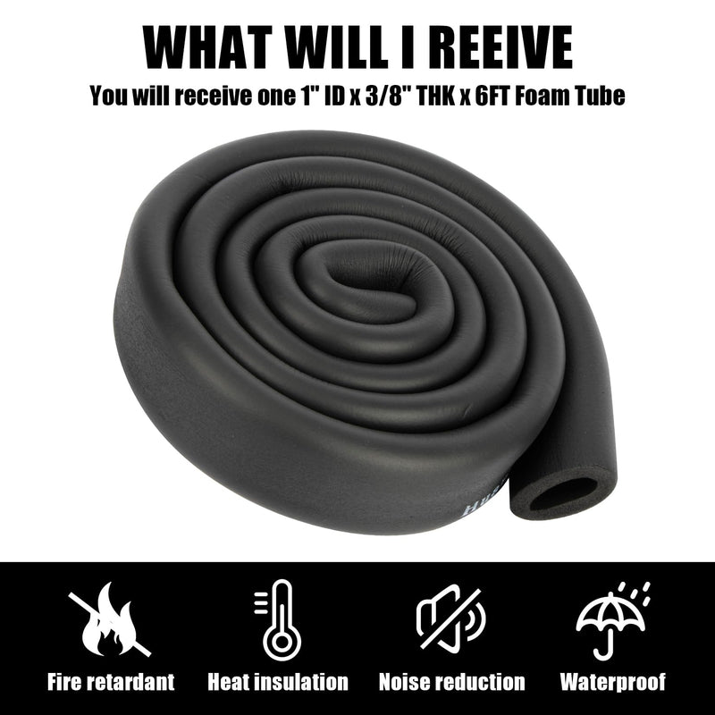 Pipe Insulation Foam Tube - Foam Pipe Insulation for Pipe Freeze Protection and Sharp Edge Protection 1" ID x 3/8" THK x 6FT 1"ID x 3/8"THK-6FT