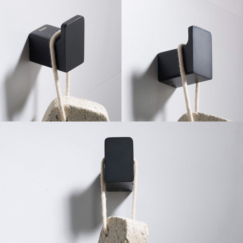 Kraus Stelios Bathroom Robe and Towel Hook, Matte Black Finish, KEA-19901MB