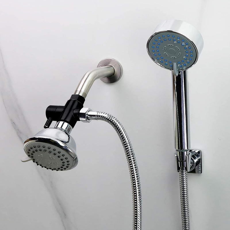 Brass Shower Arm Diverter Valve for Hand Held Showerhead and Fixed Spray Head,G 1/2 3-Way Bathroom Universal Shower System Replacement Part (Matte Black) Matte Black