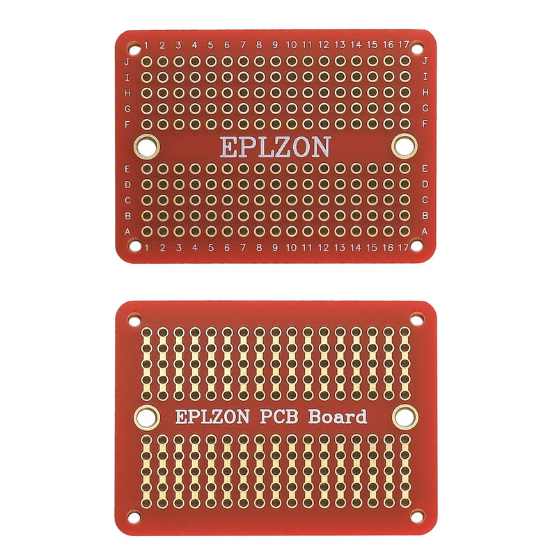Solderable Breadboard Mini PCB Board Gold-Plated Solder Breadboard for DIY Electronics Projects Apply to Soldering Projects 2.0"x1.5" Mixed Color(Pack of 10 Pcs,RED) Red