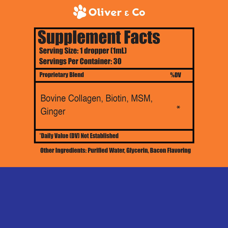 Collagen for Dogs - Dog Collagen - Liquid Collagen for Dogs - Itch Relief for Dogs - Dog Liquid Collagen - Liquid Collagen Dogs - Collagen Supplement for Dogs - Collagen Dogs - 1 fl oz - Bacon Flavor