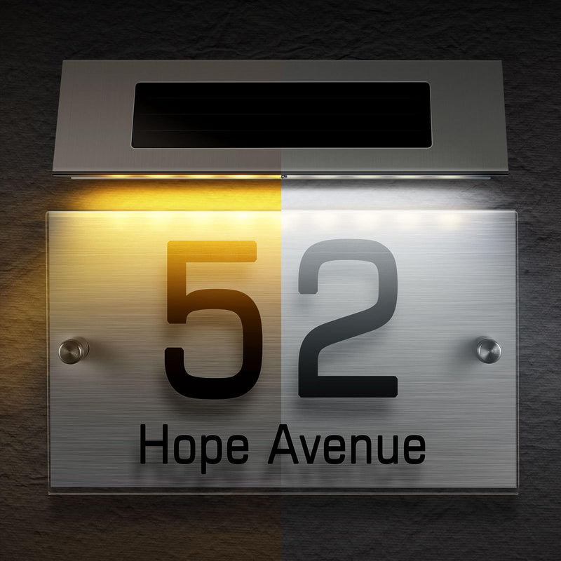 DOITOOL Solar House Numbers, Solar Address Sign LED House Numbers Solar Powered, LED Lighted Address Plaque Outdoor LED Illuminated Address Numbers for Home House Street