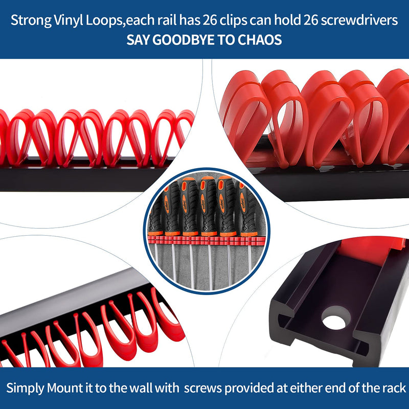 3-H Screwdriver Organizer,Tool Holder,Tool Organizer Wall Mount for Wrench Plier Screwdriver Organization 2black1red1green1blue1orange