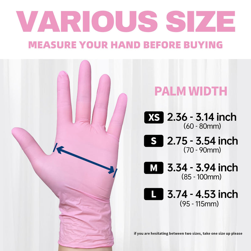 Nitrile Exam Gloves, 4.0 Mil 100 Pcs Disposable Gloves Powder-Free Latex-Free for Medical Food-Safe Esthetician, Pink Medium (Pink)