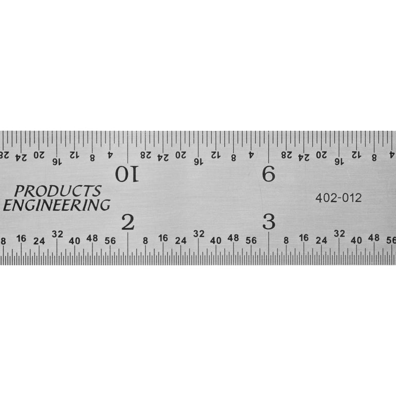 PEC Tools High Precision Metal Ruler, 12 Inch Rigid Machinist Rule, 4R Graduation (1/8", 1/16", 1/32", 1/64"), Carbon Steel with Satin Chrome Finish, Trusted by Professionals, Made in USA