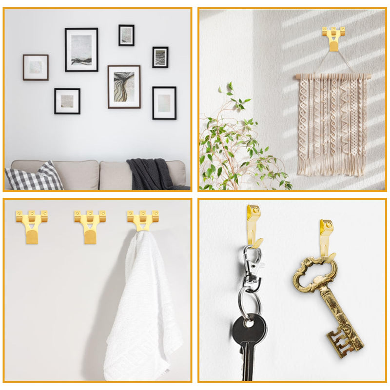 KURUI 303Pcs Picture Hanging Kit, Picture Hangers Assorted Kit With Heavy Duty Wall Hooks, Sawtooth, Picture Wire, D Rings, Hardware Nails, Eye Hooks and Picture Hanging Tool for Frame Canvas Mounting Gold
