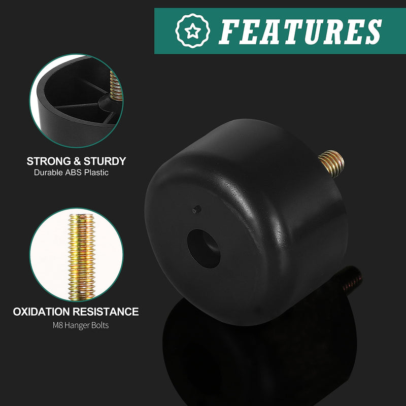 4pcs Plastic Furniture Legs 1-1/8 inch, Black Couch Legs Round Furniture Feet Sofa Replacement Legs with M8 Plate Nuts for Couch Table Sofa