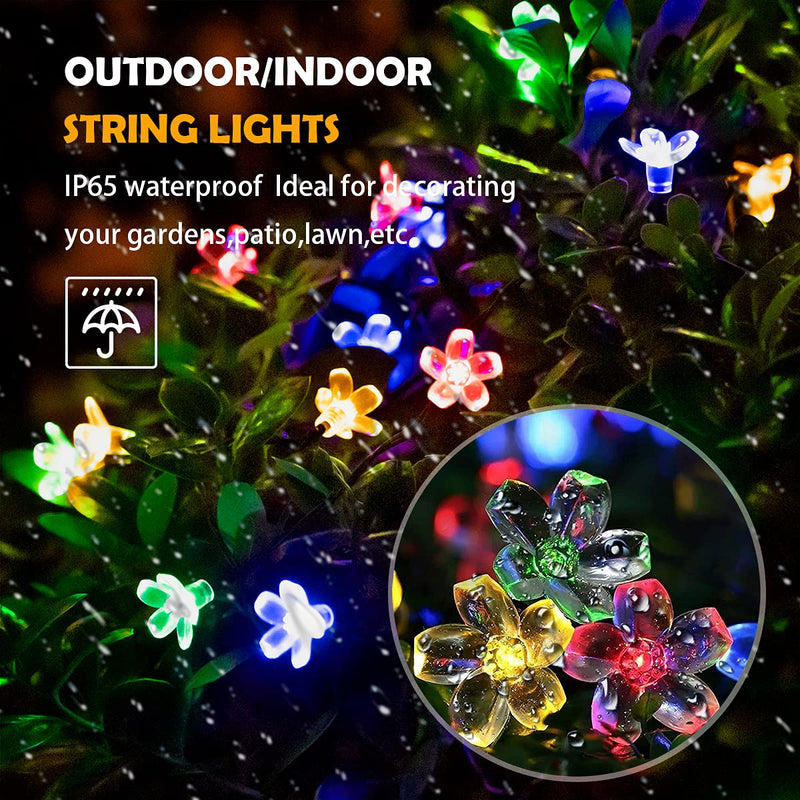 ITICdecor Solar String Flower Lights Outdoor Waterproof 50 LED Fairy Light Decorations for Garden Fence Patio Yard Christmas Tree, Lawn, Party (Multi-Colored) Multicolor
