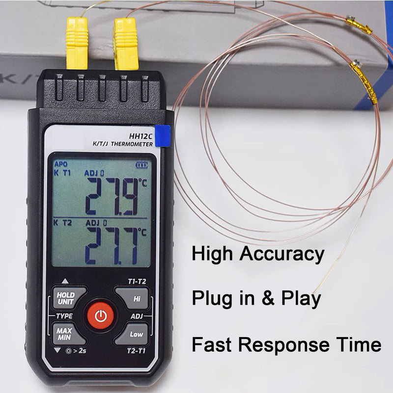 5pcs Pack High Accuracy K Type Mini-Connector Thermocouple Temperature Probe Sensor, 1 Metes Long Measure Range -40°C~260°C (-40°F~500°F)