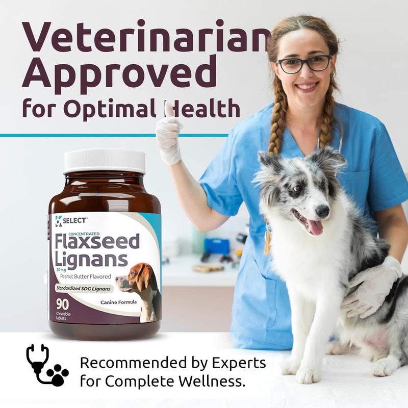 K9 Select Concentrated Flaxseed Lignans for Dogs, 20mg 90 Tablets, Peanut Butter Flavored Chewable, Impove Coat - NewNest Australia