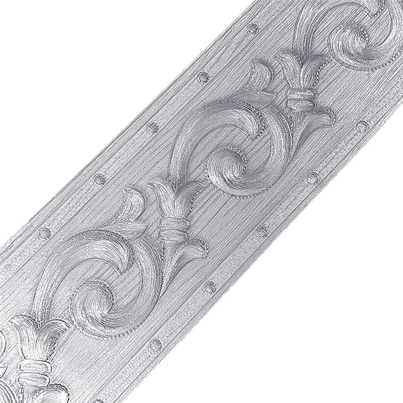 Silver Flower 3D Wallpaper Border Peel & Stick PVC Wall Covering Kitchen Bathroom Bedroom Tiles Decor Sticker,4 Inch by 16.5 Feet1