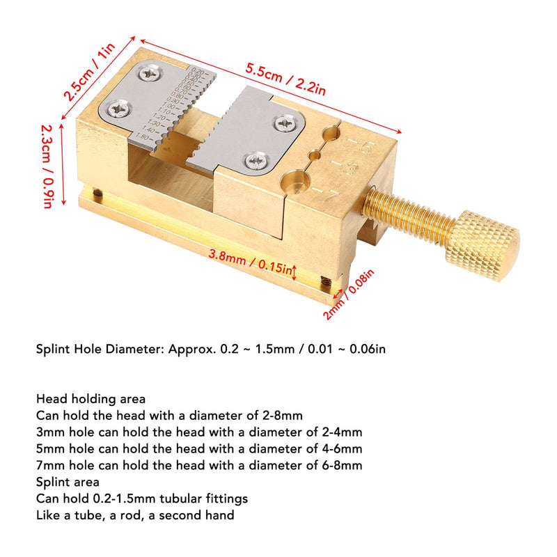 Watch Repair Vise Clamp, Mini Bench Vice Clamp, Mini Flat Clamp Holder Tube Clamp Vise for Jewelers Watchmaker DIY Carving, 0.2-1.5mm Hole Dia